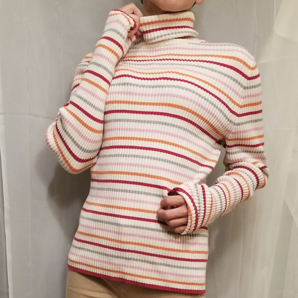 GAP Women's Stretch Striped long-sleeve turtleneck